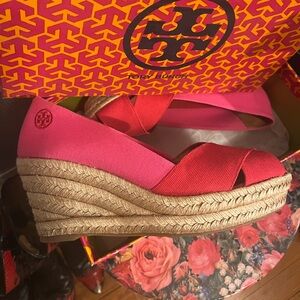 Tory Burch Pink & Red Espadrilles- size 9 - m7